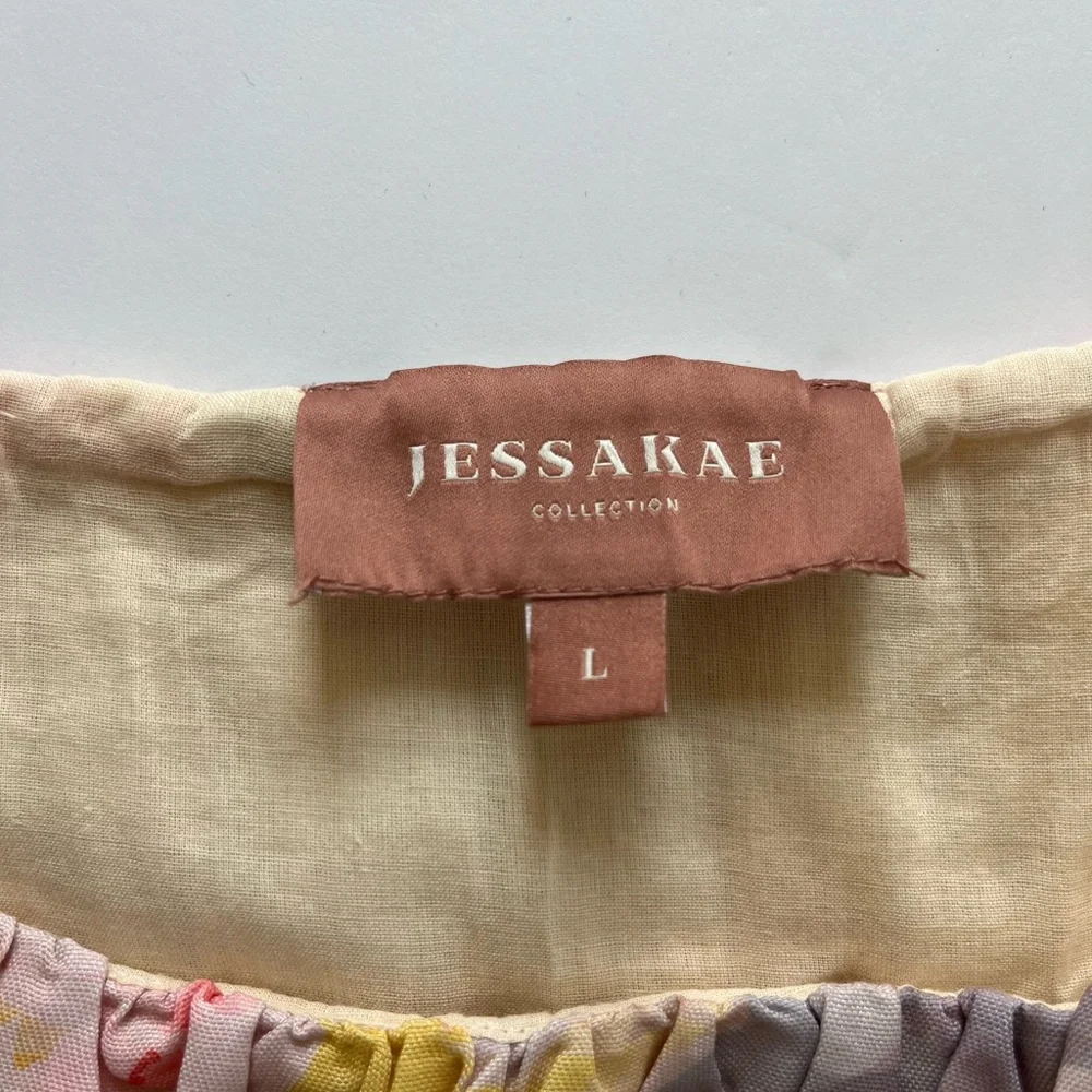 JessaKae Watercolor/Kaleidoscope Dress Ruffle Bottom Women's Size L, Like New - Picture 4 of 4